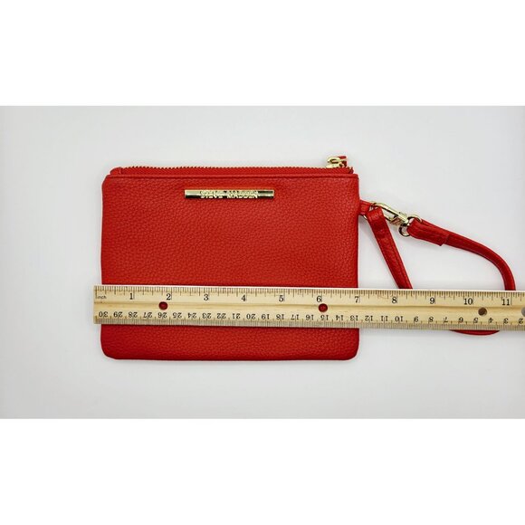 Steve Madden Red Pebble Texture Wristlet Pouch With Gold-Tone Hardware & Zipper - Picture 9 of 10